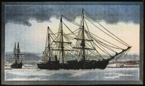 Image of Ship towing Another Ship (USS Thetis), Engraving